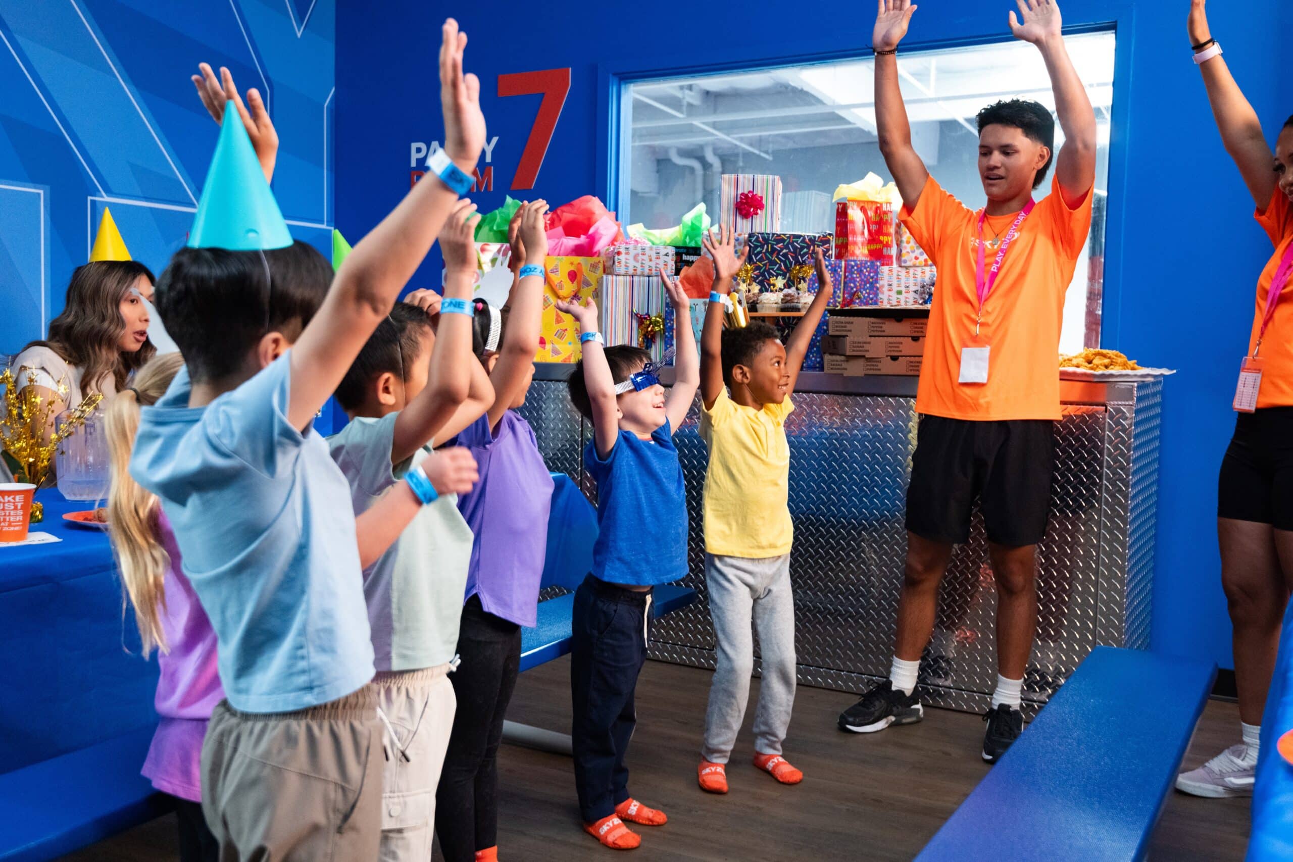 kids at a sky zone birthday party