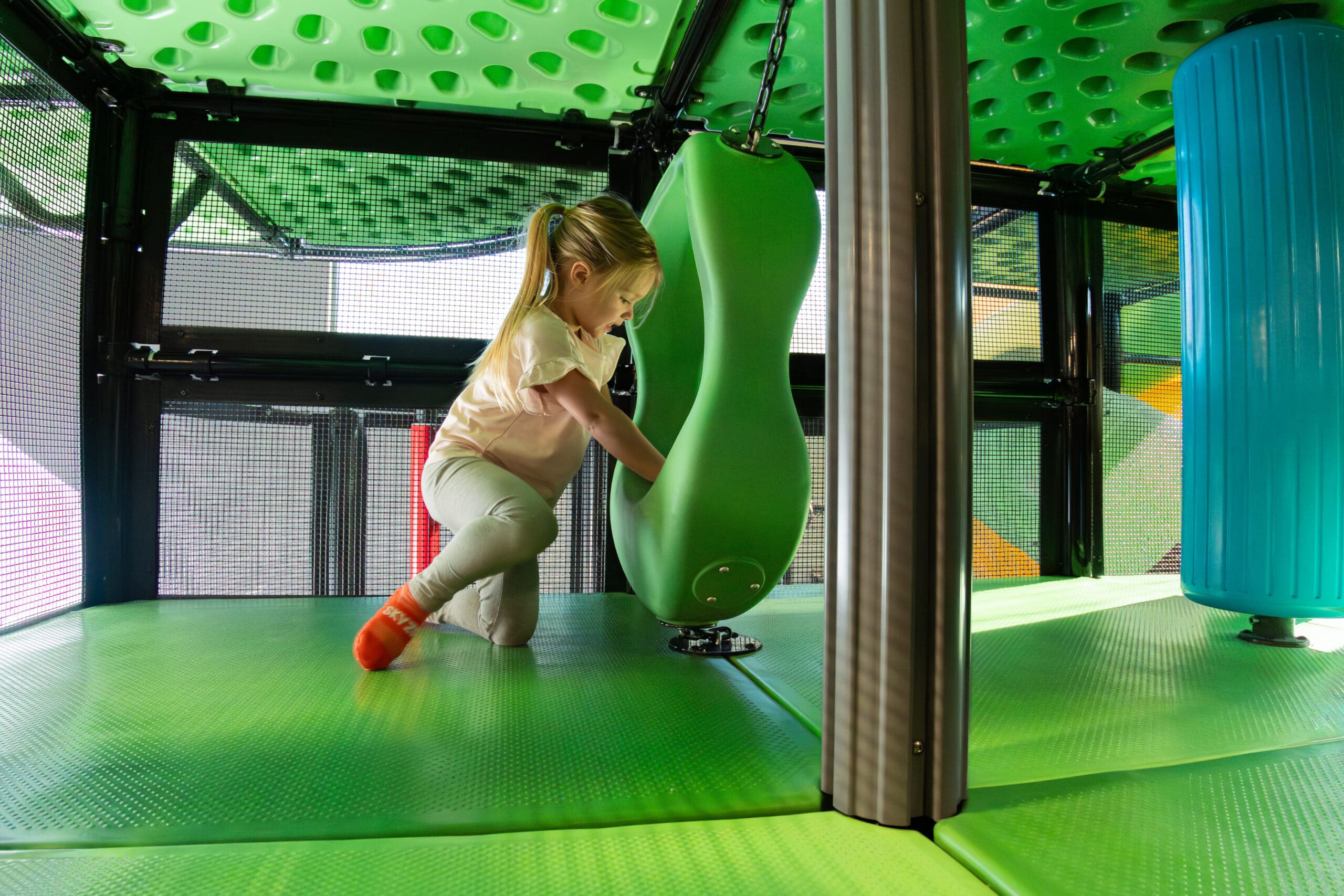 Little girl enjoying sensory play at a sky zone